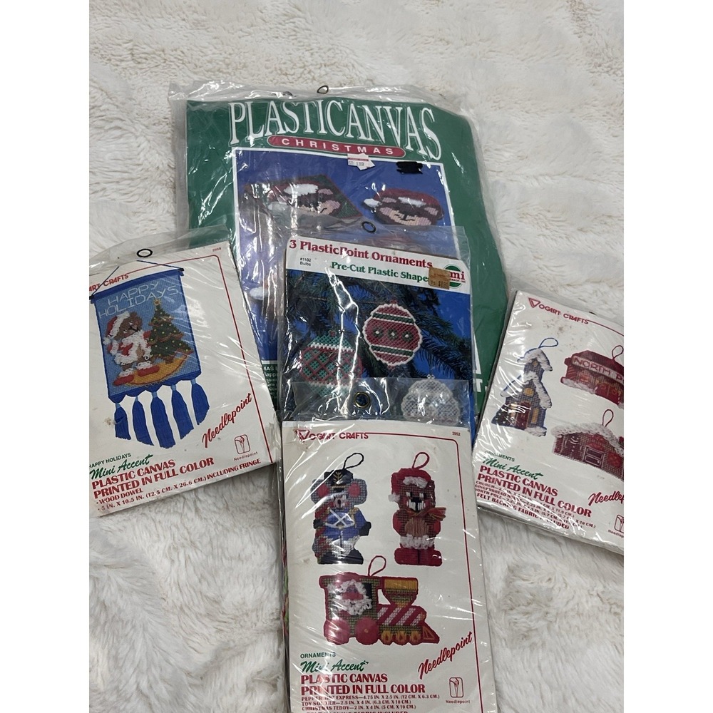 Vtg Vogart Crafts NeedlePoint Plastic Canvas Ornament Church Large Lot New